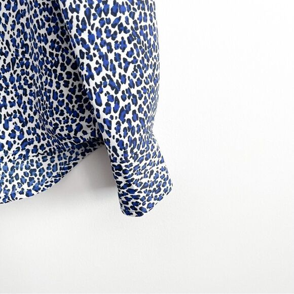 Juicy Couture Blouse Blue Black Leopard Women's M Button Up Long Sleeve Top - Picture 9 of 9